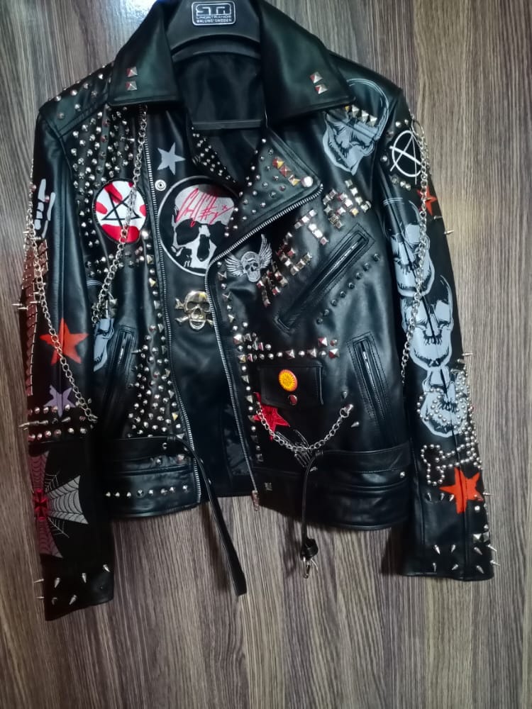 Punk leather jacket with band patches — the culture behind Wear138